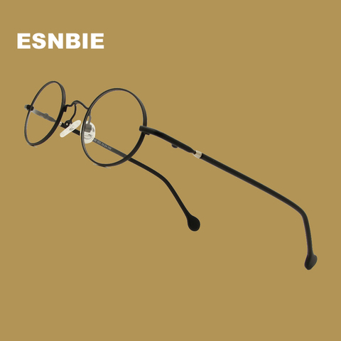 ESNBIE Small Black Circle Glasses Men Metal Round Optical Frame Women Prescription Glasses Oval Shape Spectacle Clear Lens ► Photo 1/6