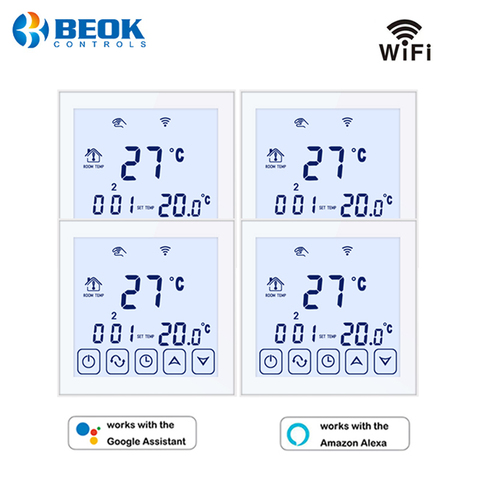 Beok 4 pcs/pack 220V Thermostat Wifi Underfloor Heating Temperature Controller 16A Works With Google Home Alexa ► Photo 1/6