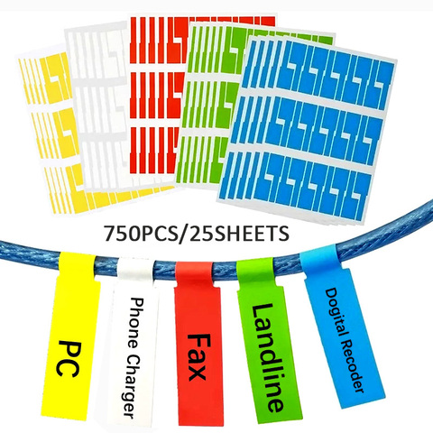750Pcs Cable label Sticker A4 Paper Wire Ethernet Network Electrical Cable Labels Cord Tag Marker Print Stickers Organizer ► Photo 1/6