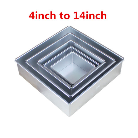 Square Cake Pan with Removable Bottom Anodized Aluminum Wedding Birthday Baking Cake Tin Cheesecake Pan Chiffon Mold stencil ► Photo 1/6