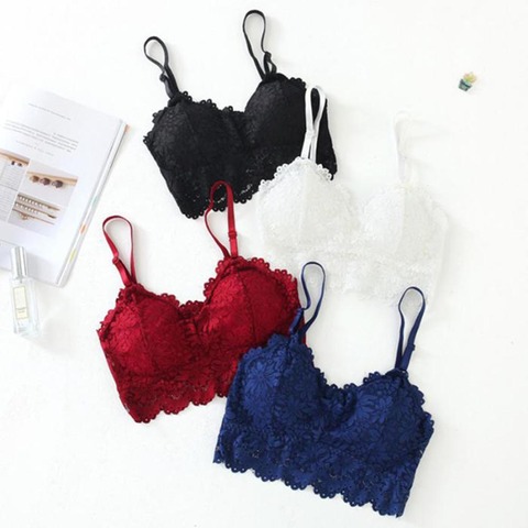 Sexy Lace Bralette Tube Tops Bandeau Summer Women Lace Bra Tanks Crop Tops Bandeau Girl Underwear Solid Color Camisole Hot Sale ► Photo 1/6