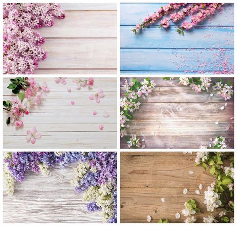 Laeacco Flowers Old Style Wooden Board Photo Backdrops Simple Toy Food Customized Photography Backgrounds For Video Home Studio ► Photo 1/6