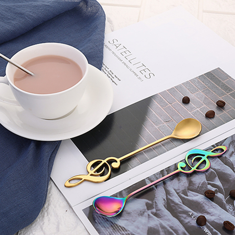 7 Colors Stainless Steel Musical Notes Spoon Coffee Tea Stirring Mug Spoon Music Bar Ice Cream Gift For Friend Drop Shipping ► Photo 1/6