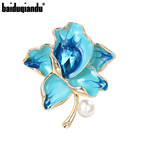 baiduqiandu 4 Colors Purple / Pink / Red / Blue Enameled Flower Brooches for Women Girls Clothes Jewelry Accessories ► Photo 1/6