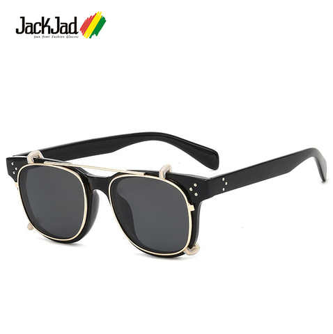 JackJad Fashion SteamPunk Style Clip On Three Dots Sunglasses Lens Removable Vintage Brand Design Sun Glasses Oculos De Sol 9177 ► Photo 1/6