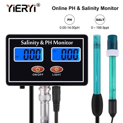 yieryi Online PH & Salinity Monitor 2 in 1 Tester for Aquarium Pool Spa Seawater Horticultural Water Quality ► Photo 1/6
