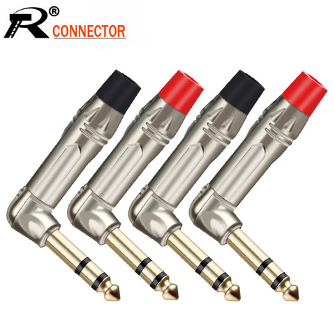 2PCS Right Angle Jack 6.35MM Stereo 6.3MM Male Plug Connector Gold Plated 1/4 Inch Plug Microphone Guitar Connector ► Photo 1/6