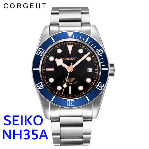 corgeut Watch Top brand Waterproof Japan NH35 Automatic Mechanical Wristwatch full steel sapphire calendar business Male Clock ► Photo 1/6