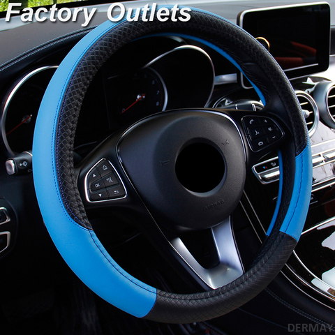 Car Steering Wheel Covers 37-38cm Universal PU Leather Steering-wheel Cover Automobiles Anti-slip Four Seasons Auto Accessories ► Photo 1/6