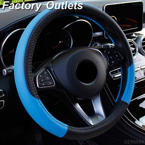 Universal Car Steering Wheel Cover Accessories PU Leather Auto Non-slip  15/38cm