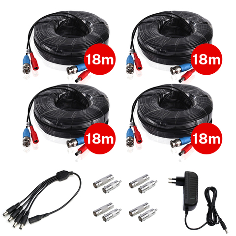 4PCS 18m60ft CCTV Cable BNC & DC Plug Video Power Cable with DC 12V for 4 wired AHD camera Video Surveillance System Accessories ► Photo 1/5