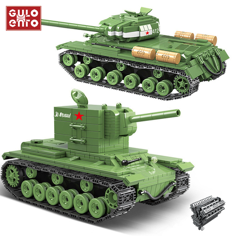 818PCS Military Soviet Russia KV 2 Heavy Tank Building Blocks City WW2 Soldier Police Weapon Bricks Toys Gifts for Children Kids ► Photo 1/6