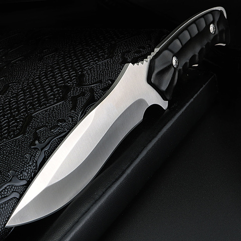 XUAN FENG Black plastic handle forged 440 steel fixed blade knife 58HRC outdoor camping survival knife ► Photo 1/6