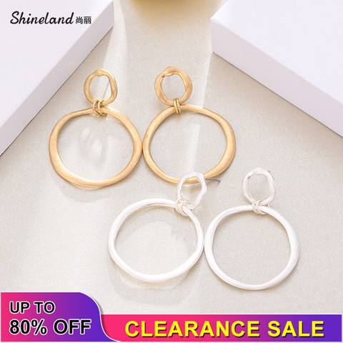Shineland Punk Big Round Circle Drop Earrings Brincos Trendy Party Exaggerated Hollow Brincos for Women Retro Jewelry Clearance ► Photo 1/6