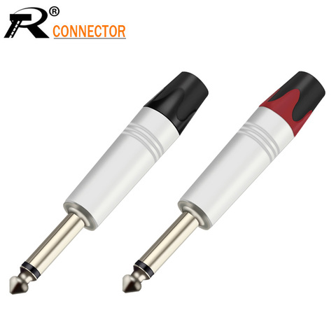 2Pcs Aluminum 6.35mm mono sophomore core 6.35 amplifier microphone plug 6.35mm jack plug 6.5mm connector mono audio plug jack ► Photo 1/6