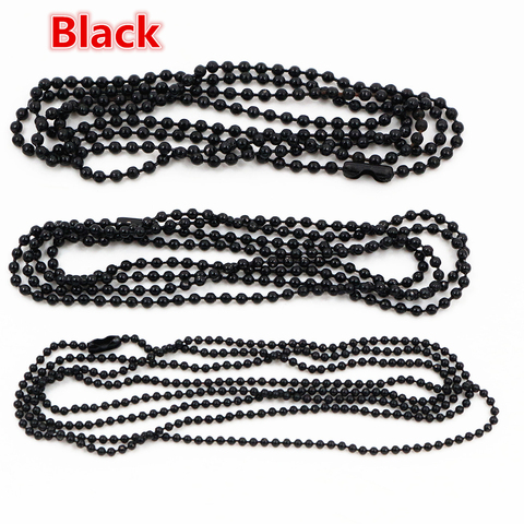 5pcs 1.5mm 2mm 2.4mm Black Plated  Ball Beads Chain Necklace Bead Connector 65cm(25.5 inch) ► Photo 1/4