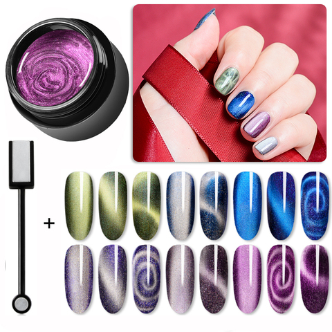 Magnetic 5D Cat Eye UV Gel Nail Polish Magnet Laser Nail Art Varnish Starry Sky Jade Effect Soak Off UV Gel Nail Art Lacquer ► Photo 1/6