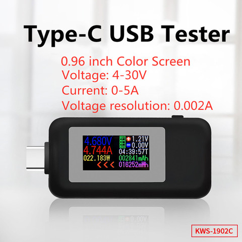 10 in 1 DC Type-C Color Display USB Tester 0-5A Current 4-30V Voltage USB Charger Tester Power Meter Mobile Battery Detector ► Photo 1/6