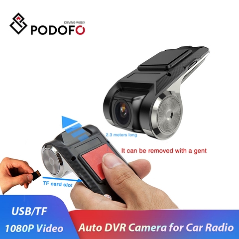 Podofo Android dvr Car recorder Night Version/Loop recording 720P Auto Recorder 170 ° Car DVR ADAS Dashcam dvr Car recorder ► Photo 1/6