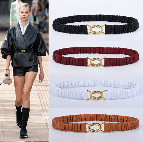 2022 designer leather belt elastic waist corset belts for women dress ceinture femme wide stretch black easy belt without buckle ► Photo 1/6