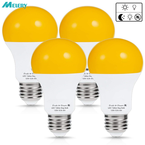 E26 E27 LED Sensor Light Bulbs Smart Lighting Amber Dusk to Dawn A19 Porch Security Outdoor 2000K 40W Auto on/off 500Lm 4PACK ► Photo 1/1