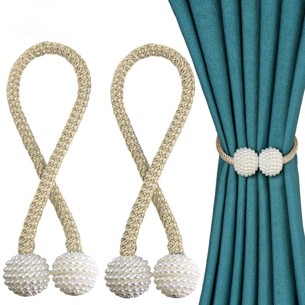 Magnetic Curtain Strap Buckle Holder Pearl Tie Backs Tiebacks Curtain Clips 1PC