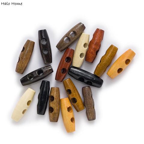 10pcs Olives Buttons 2 Hole Wood Toggle Sewing Craft DIY Accessory Compatible With Clothing Coat Jacket Blazer Bag ► Photo 1/4