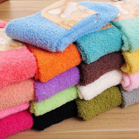 Candy Color Socks Warm Socks Plush Socks Female Coral Fleece Socks Floor Socks Women's Socks Woman Sox Girls Socks Color Socks ► Photo 1/6