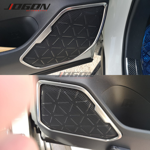 Silver & Black S.Steel Car Inner Door Audio Speaker Cover For Toyota RAV4 2022-2022 Car Corner Sound Frame Trim Protection ► Photo 1/6