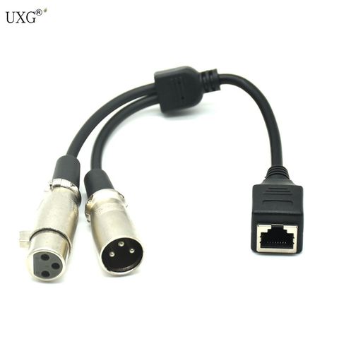 RJ45 RJ9 Ethernet Female to 3 Pin XLR Female and Male Adapter Converter Cable 25cm ► Photo 1/1