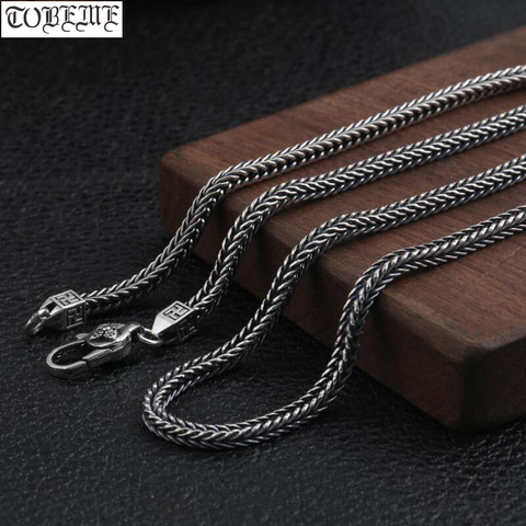 4mm Real 925 Silver Necklace Tibetan Wanzi Symbol Necklace Buddhist Vajra Dorje Necklace Good Luck ► Photo 1/6