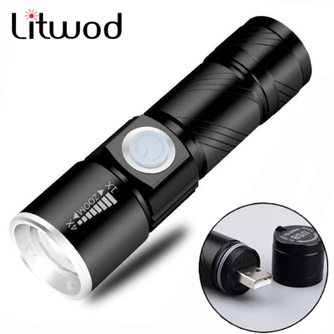 Portable USB Powerful LED Mini Flashlight Rechargeable Torch Flash Light Bike Pocket Zoomable Lamp Builtin Battery Q5 ► Photo 1/6