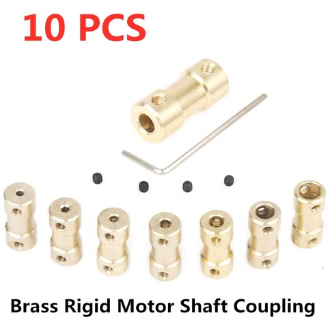 10 pcs 2mm/2.3mm/3mm/3.17mm/4mm/5mm/6mm Brass Rigid Motor Shaft Coupling Coupler Motor Transmission Connector with Screws Wrench ► Photo 1/6