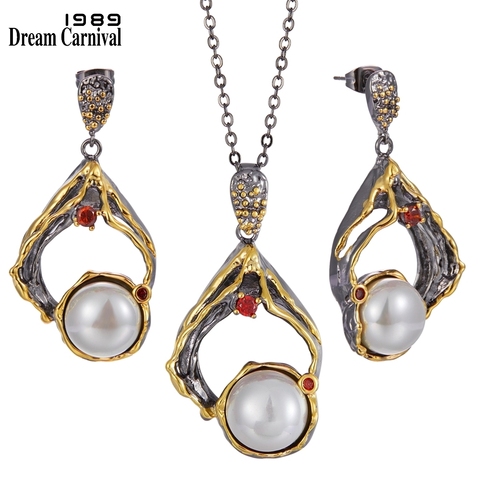 Dreamcarnival1989 New Big Earrings Necklace Set Women Exaggerated Gothic Pearl Jewelry Engagement Party 2022 Hot Pick EP4003S2 ► Photo 1/6