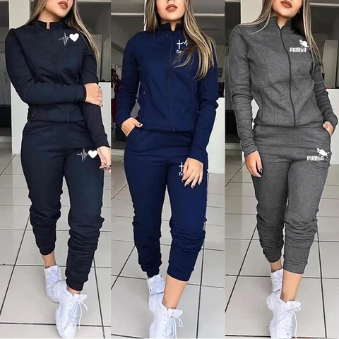 Women Tracksuit 2 Piece Set Sports Long Sleeve Sweatshirts Thin Fleece Joggers Suits Running Set Workout Gym Spring Sportswear ► Photo 1/6