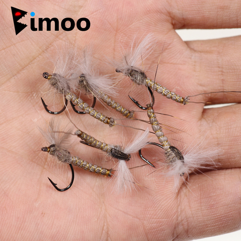 Bimoo 6PCS Size #12 CDC Feather Wing Mayfly Dry Fly Rocky River Trout Fishing Flies Bait Lure ► Photo 1/6