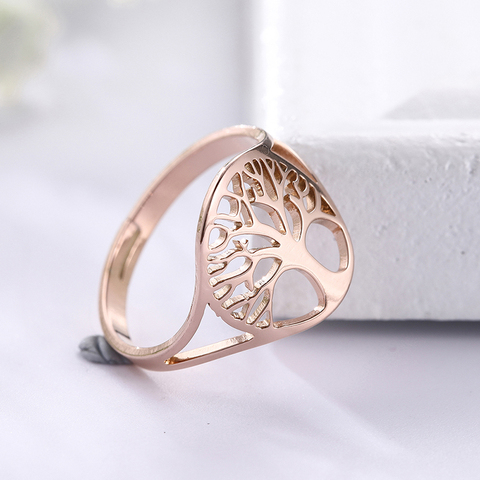Unift Tree Of Life Stainless Steel Rings For Women Wicca Ethnic Amulet Jewelry Comfort Fit Band Valentine's Day Gifts ► Photo 1/6