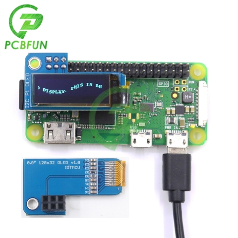 for PiOLED I2C 0.91inch OLED 128X32 SSD1306 Blue Screen Display Module For RPI Raspberry Pi 1, B+, Pi 2, Pi 3 and Pi Zero ► Photo 1/6