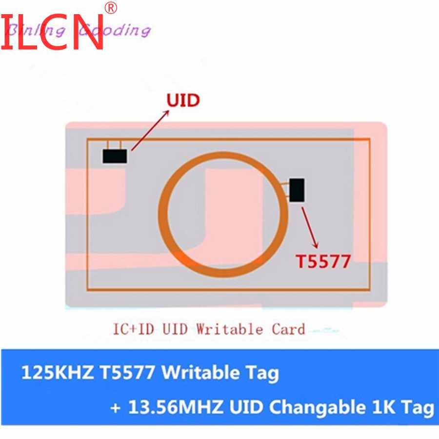 10PCS 125KHz T5577 13.56MHZ UID 1K UID Dual Frequency Composite card Writable