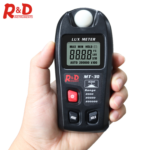 NEW R&D MT30 Lux Meter 0~200,000lux Light Meter Illuminometer Lux/fc Photometer Tester Enviromental Testing Black Luxmeter ► Photo 1/6