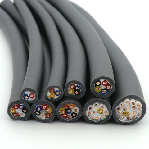 Towline Wire 2,3,4,5,6,7,8,10,12,16 core 0.3, 0.5, 0.75,1,1.5mm² High Flexible 22,20,18,17,16 AWG Gray Drag Chain Cable TRVV ► Photo 1/5