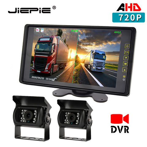 JIEPIE AHD Reversing Rear View Camera Kit,9 inch Split DVR Recorder Monitor with 720P AHD Rear View Backup Camera for Truck RV ► Photo 1/6