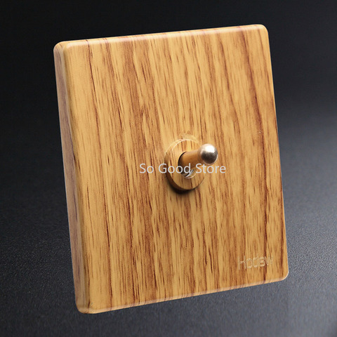 High Quality Wall Light Brass Toggle Switch Yellow Wood Grain 1-4 Gang 2 Way Home Improvement Switch ► Photo 1/6