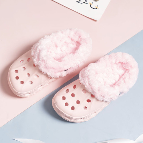 Children Kids Girls Mules Warm Clogs Winter Croc Sneakers Slippers Baby Shoes For Girl EUR24 25 26 27 28 29 30 31 32 33 34 35 ► Photo 1/6