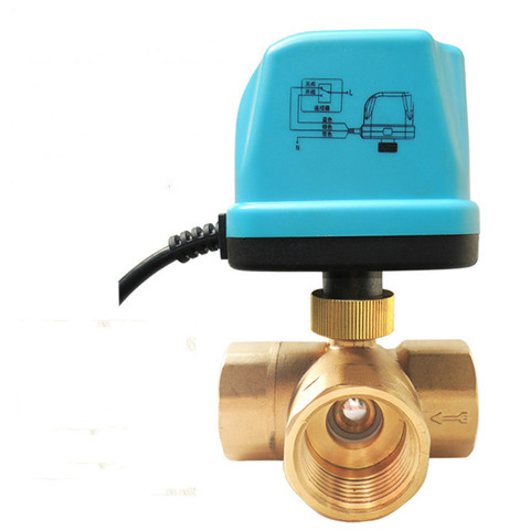 AC220V/24V DC5V/12V/24V 3 way brass Motorized ball valve Electric ball valve electric actuator DN15- DN40 Nomally open /close ► Photo 1/6