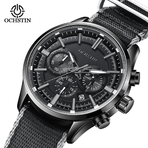 OCHSTIN 2022 Men's Watches Top Brand Luxury Sports Wrist Watch For Men Nylon Strap Waterproof Quartz Man Chronograph Date Clocks ► Photo 1/6