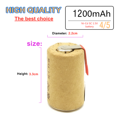 ZONE ONE High quality 4/5 SC battery NI-Cd 1.2V 1200mah rechargeable battery with tab forLED  electric tools ► Photo 1/5