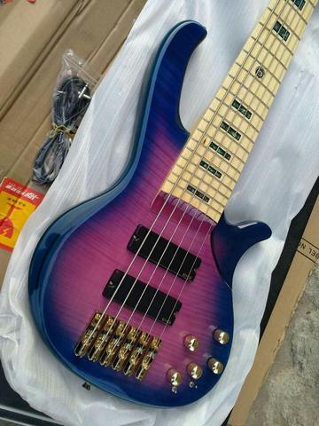 free shipping deoliver bas gold hardware low price bass wholesale 6 string active purple bass guitar ► Photo 1/4