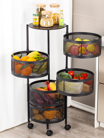 NEW Thickened Metal Kitchen Vegetable Basket Multi-layer Rotatable Round Storage Basket Storage Rack Kitchen Organizer Rack ► Photo 1/6