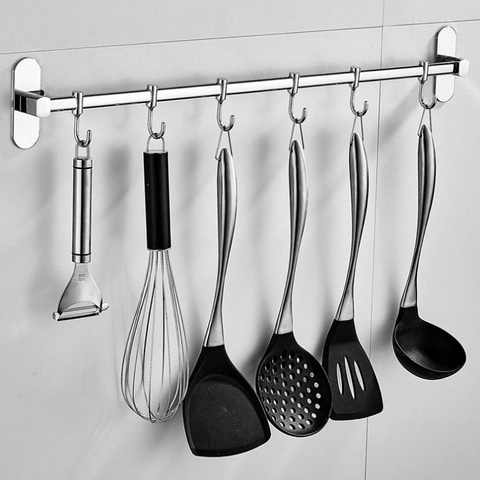 Punch-Free Hook Racks Kitchen Storage Rack Knife Wall Hanging Storage Pendant Multi-Function Pot Rack Kitchen Stainless Steel ► Photo 1/6